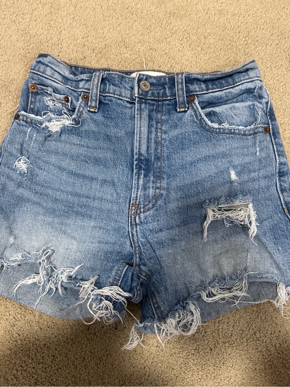 Abercrombie & Fitch Distressed Denim Cutoff Shorts - Light Blue